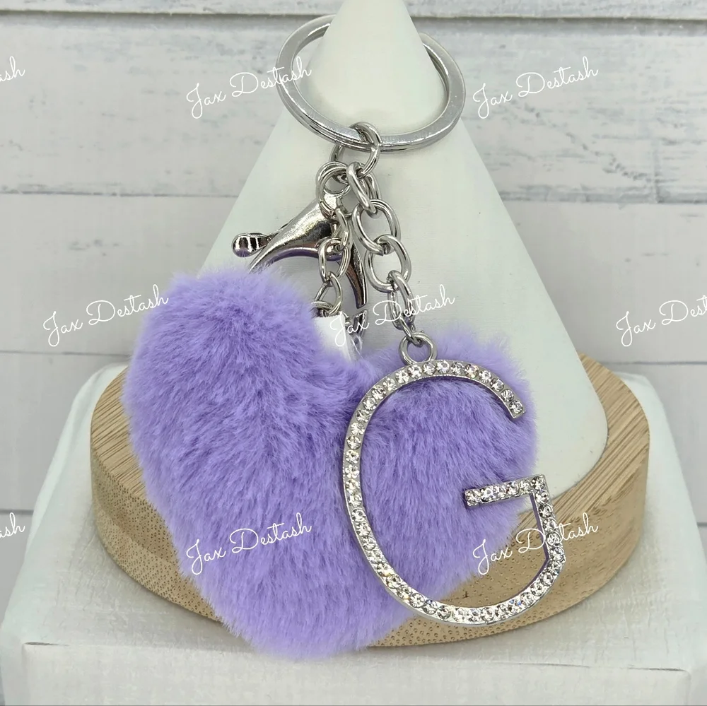Monogrammed Purse/Key Heart Puff Charms
